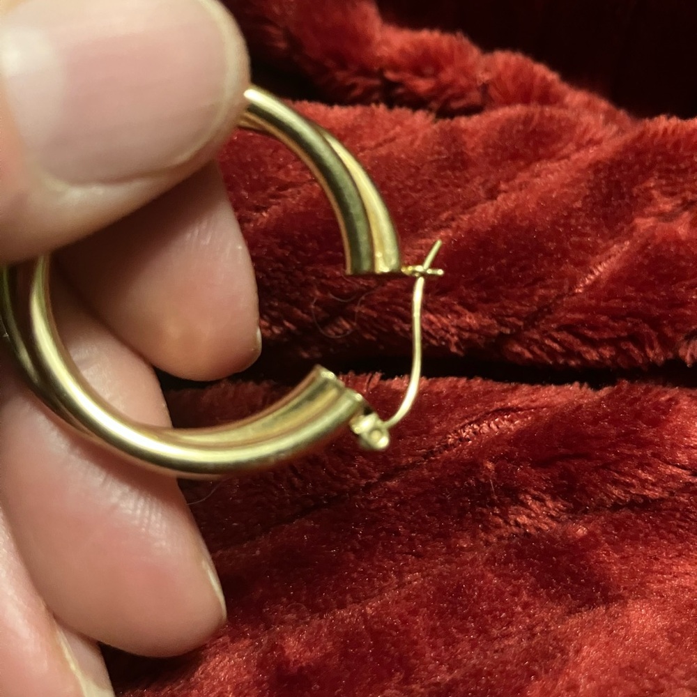 Chic 14k Solid Gold Hoop Earrings - image 2